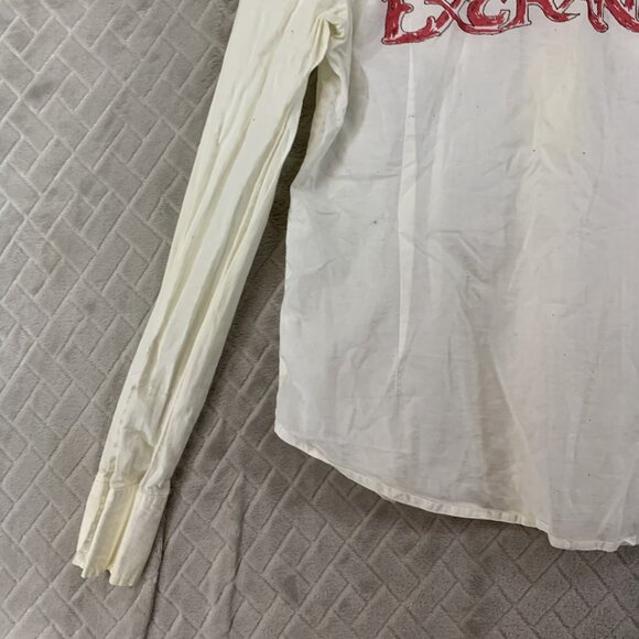 Armani Exchange Womens S Button Up Shirt White Graphic Logo Long Sleeve Artist - Picture 14 of 16